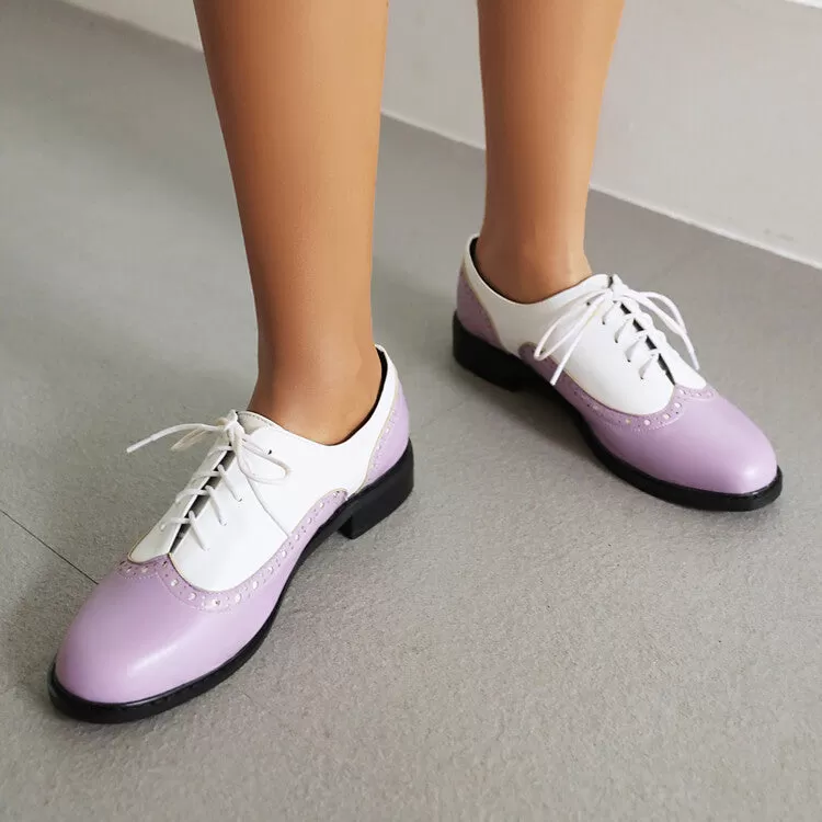 Women's Bicolor Tied Straps Flats Oxford Shoes