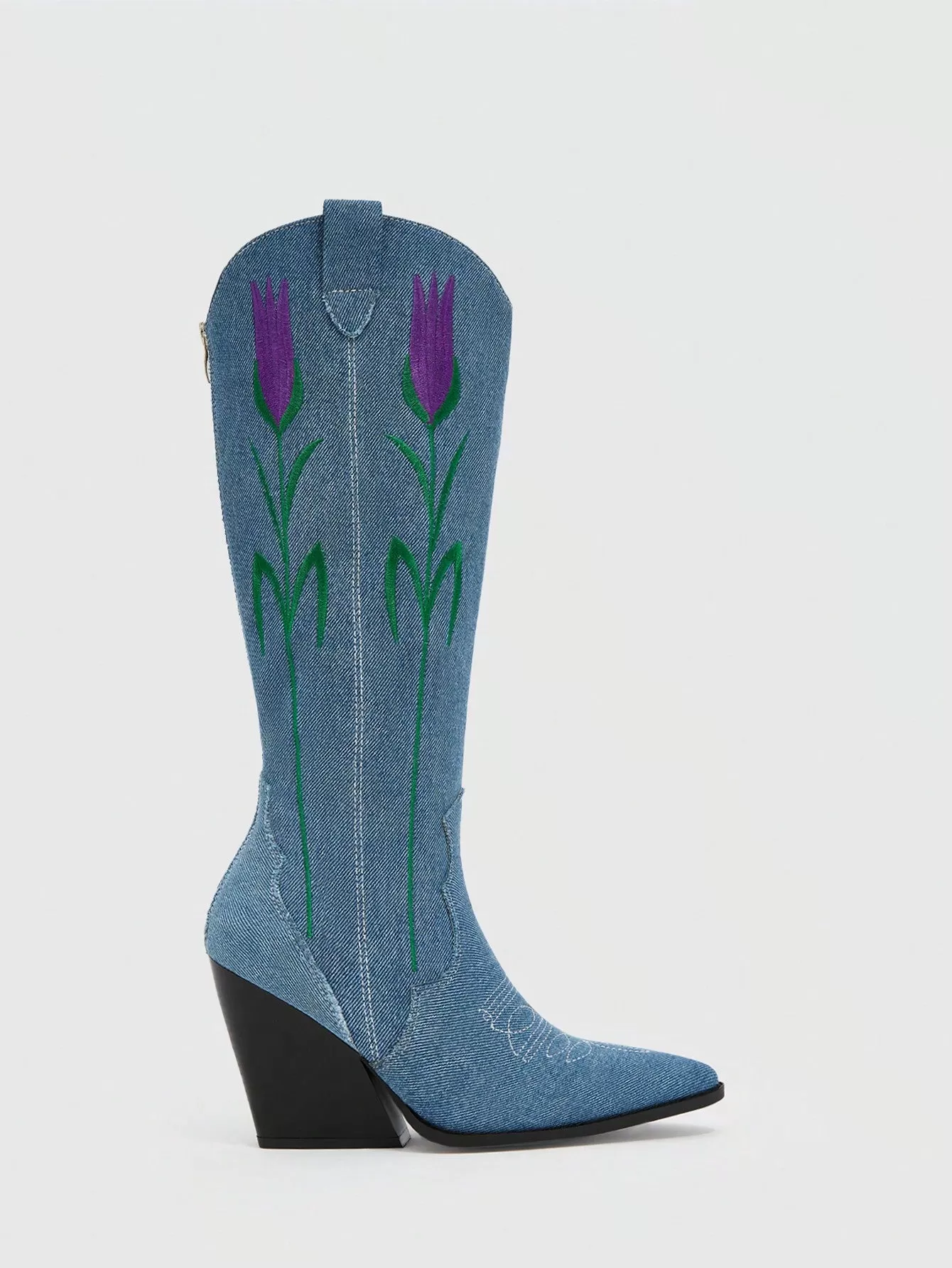 Women's Fashionable Wedge Boots With Embroidered Flower Design For Outdoors