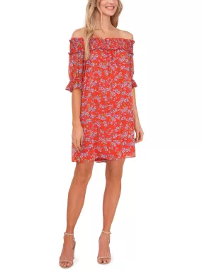 Womens Mini Floral Print Shift Dress