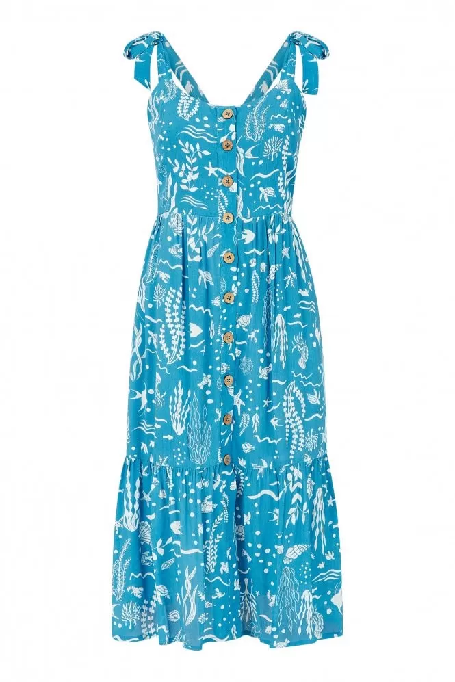 Yumi Blue Sealife Print Sundress