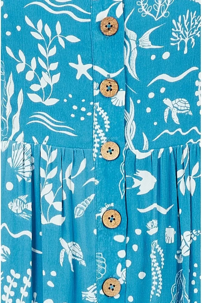 Yumi Blue Sealife Print Sundress