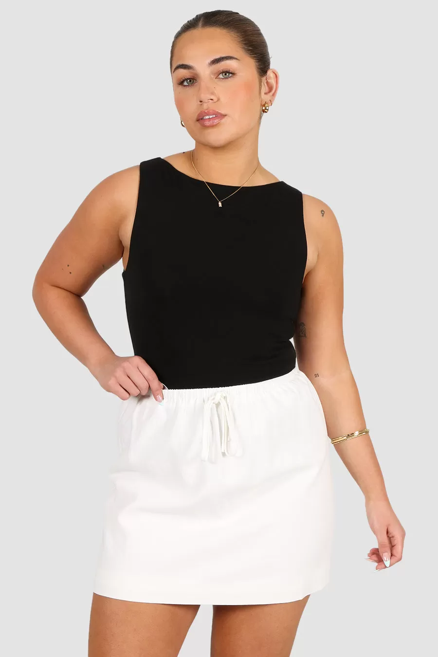 ZOLA LINEN BLEND SKIRT WHITE